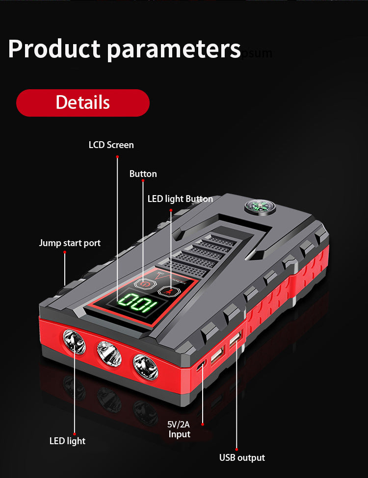 Compact Car Jump Starter with High Power Output