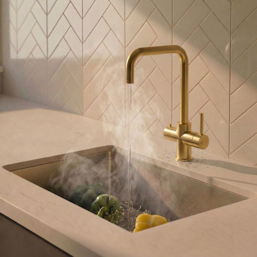 Instant Boiling Water Tap – 3-in-1 Design with Brushed Gold Color