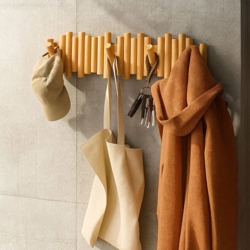 Foldable Hook Organizer - Wooden Wall-Mounted Coat Rack