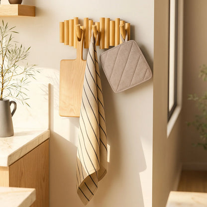 Foldable Hook Organizer - Wooden Wall-Mounted Coat Rack