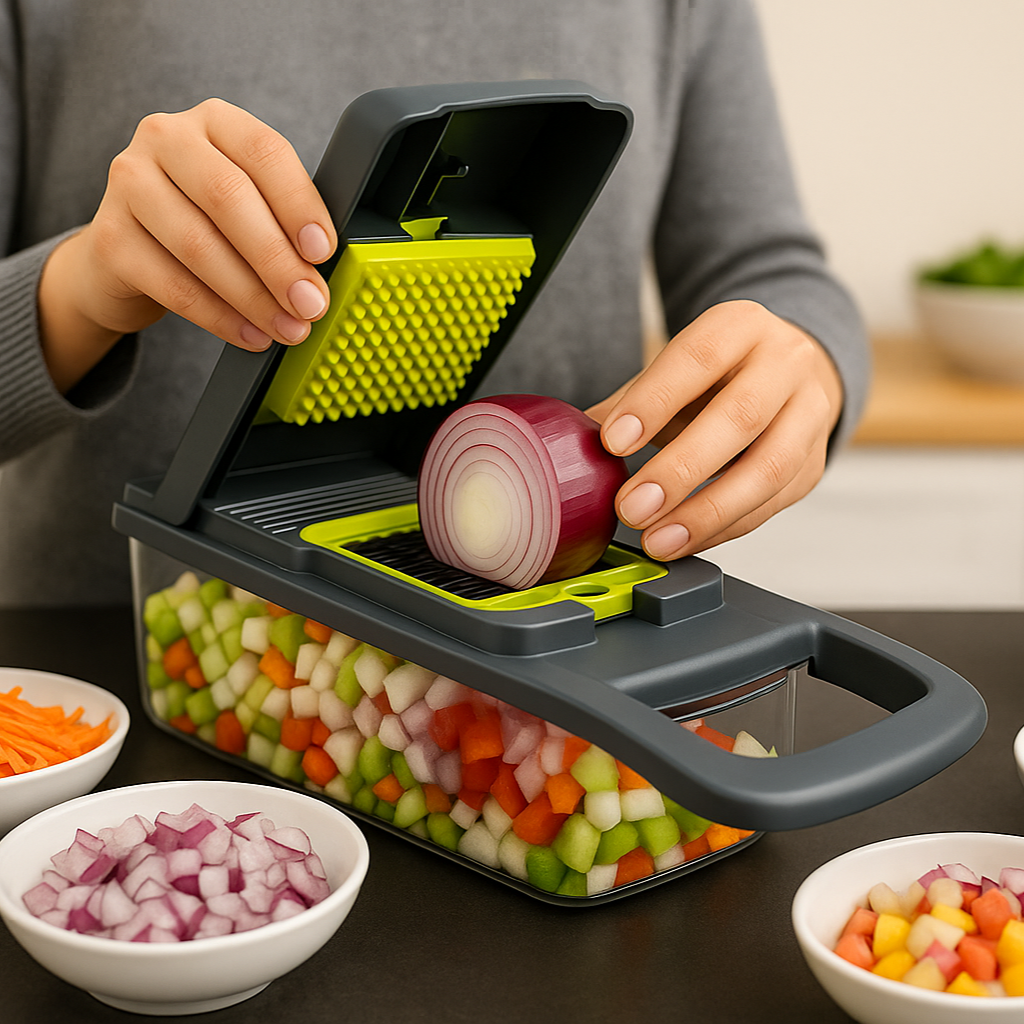 Versatile 6-in-1 Vegetable and Fruit Chopper with Storage Case