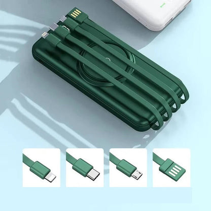 20000mAh Power Bank with Integrated Cables and Wireless Charging