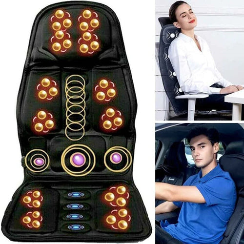 8-Function Heated Massage Chair Pad with Neck and Back Cushion