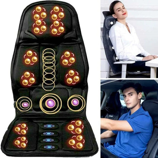 8-Function Heated Massage Chair Pad with Neck and Back Cushion