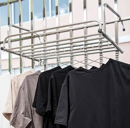 Foldable Stainless Steel Clothes Drying Rack for Balconies - Extendable