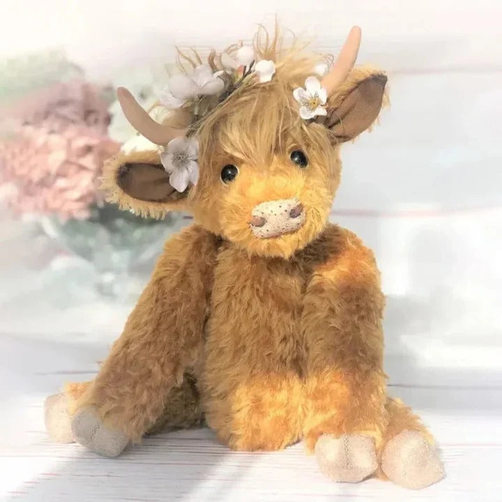 Floral Adorned Highland Cow Artwork