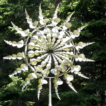 Kinetic Garden Wind Spinner Decoration with Dual Motion for Outdoors