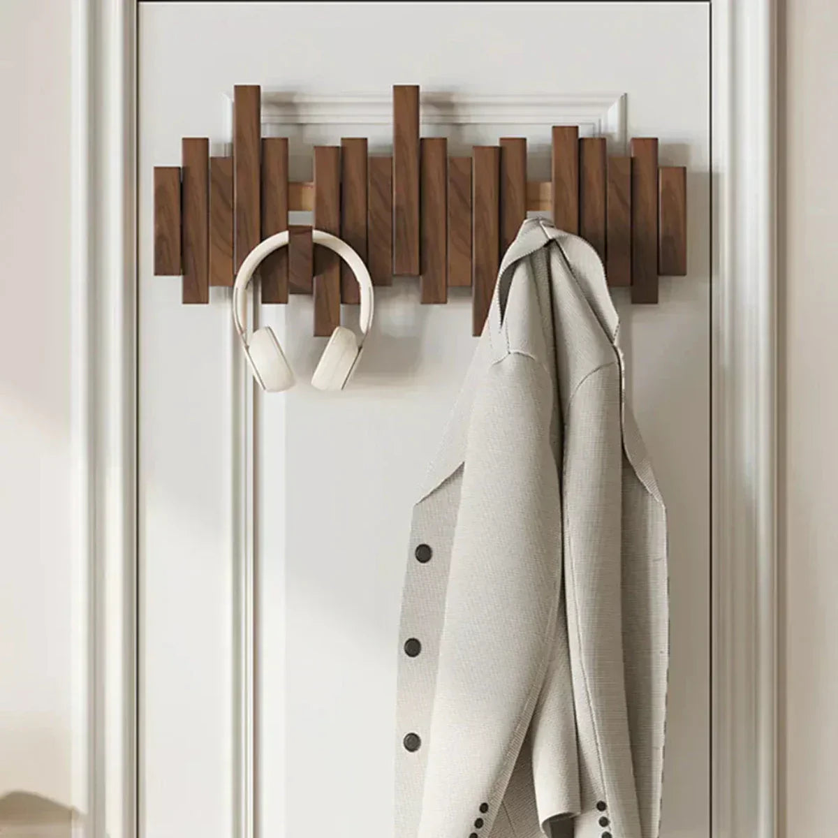 Wooden Piano Wall Coat Rack – Stylish and Functional Entryway Organizer