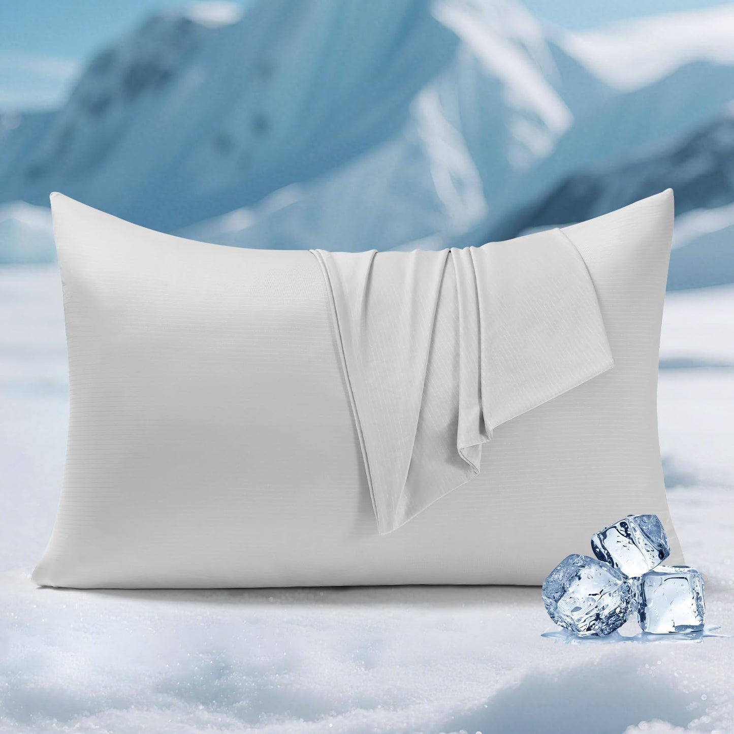 Dual-Sided Cooling Pillowcase - Lightweight, Breathable, Silver Ion - Gray