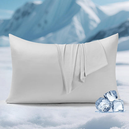 Dual-Sided Cooling Pillowcase - Lightweight, Breathable, Silver Ion - Gray