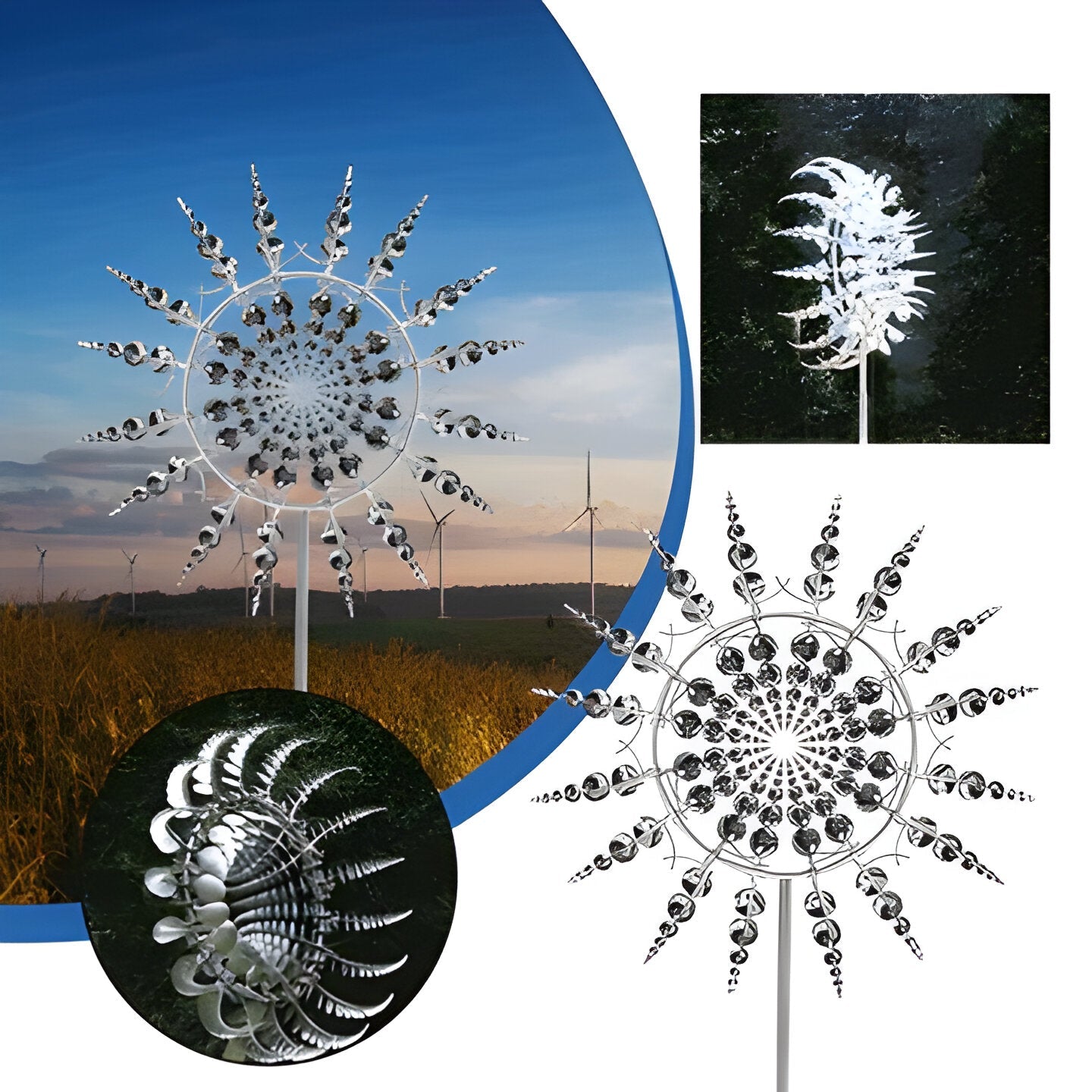 Kinetic Garden Wind Spinner Decoration with Dual Motion for Outdoors
