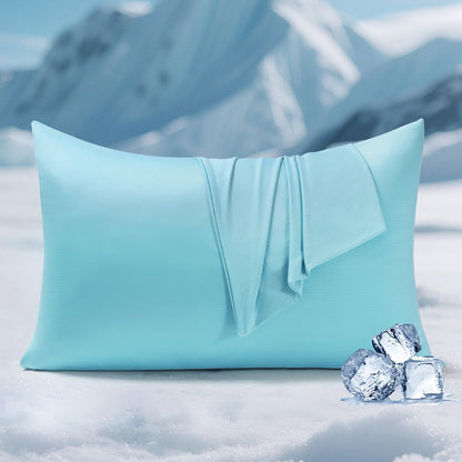 Dual-Sided Cooling Pillowcase - Breathable & Lightweight for Hot Sleepers, Blue