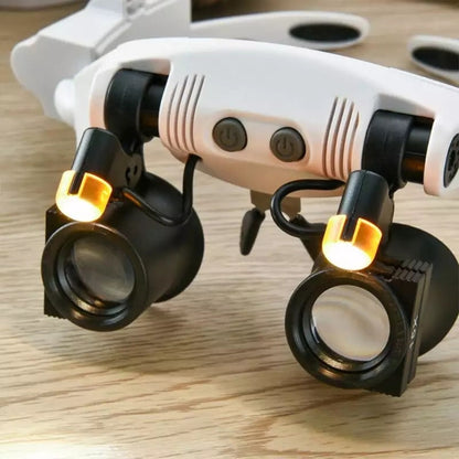 Jewelry Headband Magnifier with 8 Lenses and LED Light