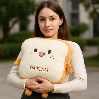 Ultra Soft Hand Warmer Pillow in Plush Toast Bread Design