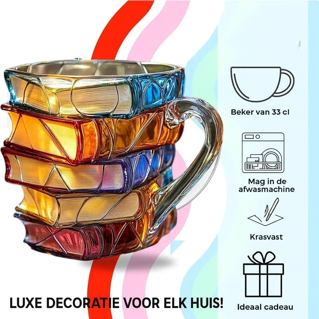 3D Hand-Painted Mug Shaped Like a Book – Literature-Inspired Cup