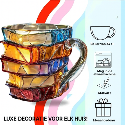 3D Hand-Painted Mug Shaped Like a Book – Literature-Inspired Cup