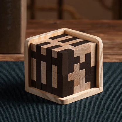 3D Wooden Brain Teaser Puzzle for Mind Challenges