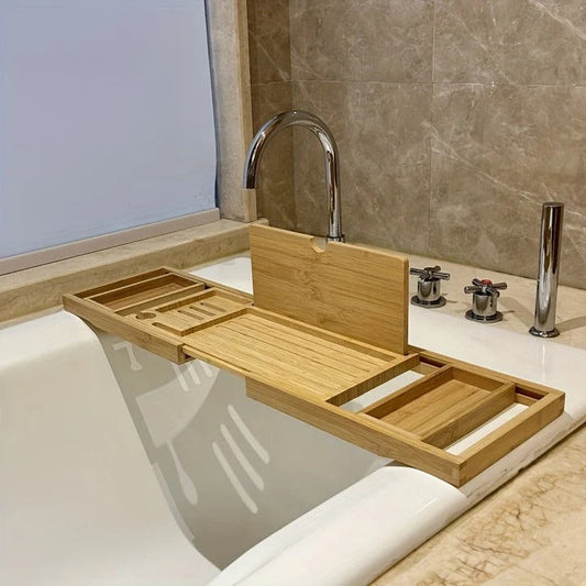 Bamboo Bath Caddy Tray for Bathtubs