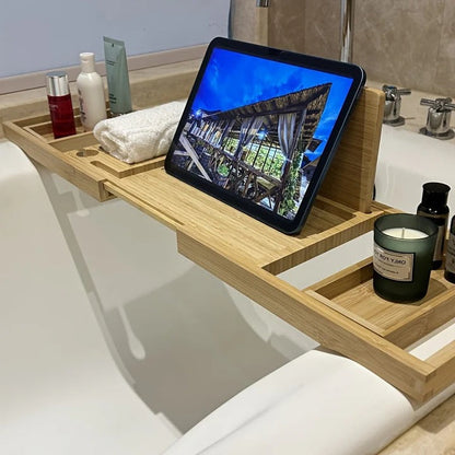Bamboo Bath Caddy Tray for Bathtubs