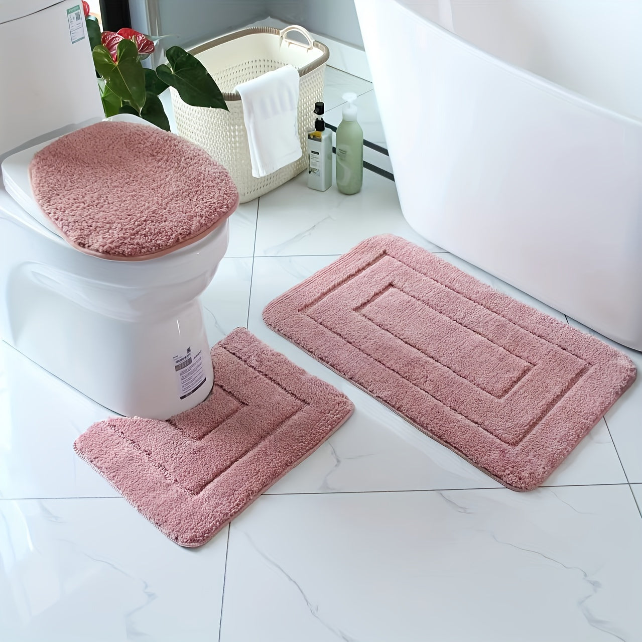 Non-Slip Bathroom Mat Set – Quick Drying and Machine Washable