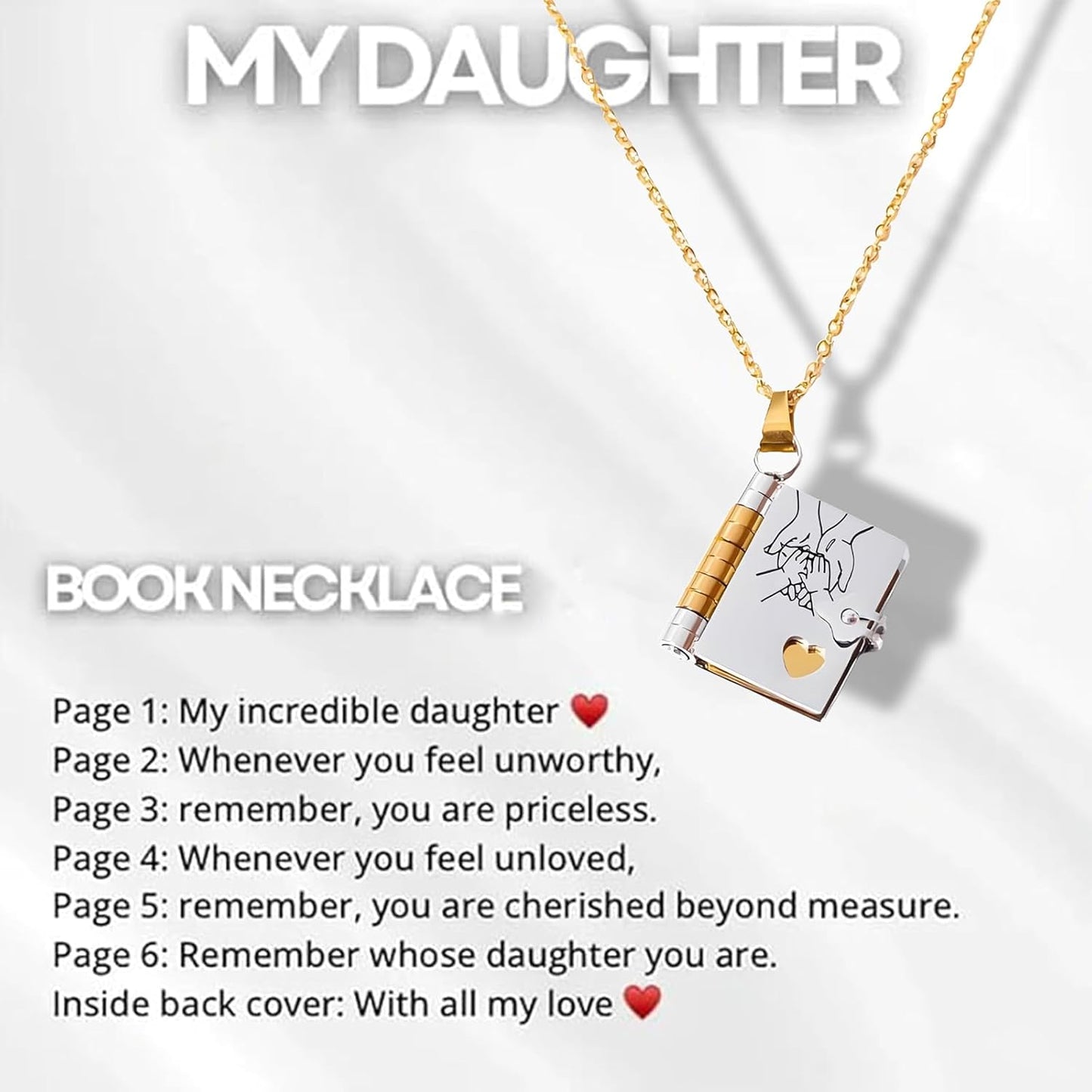 Memory Book Pendant Necklace – Meaningful Jewelry with Affectionate Message