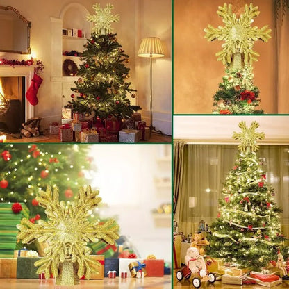 LED Snowflake Projector Christmas Tree Topper Lights