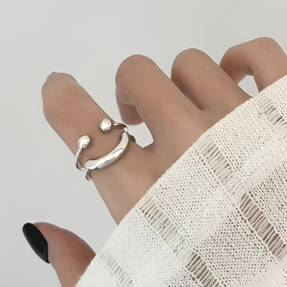 Adjustable Smiley Face Ring | Hypoallergenic | Sterling Silver Look