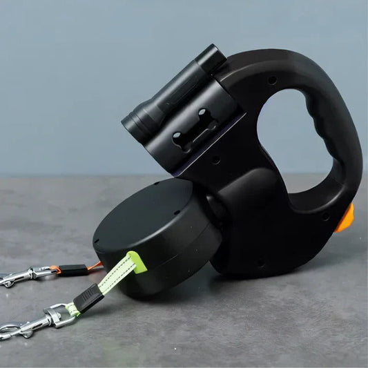 Dual Dog Leash with 360° Swivel and LED Light - Tangle-Free Design