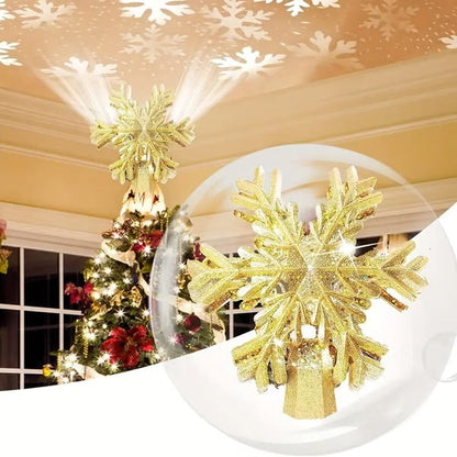 LED Snowflake Projector Christmas Tree Topper Lights