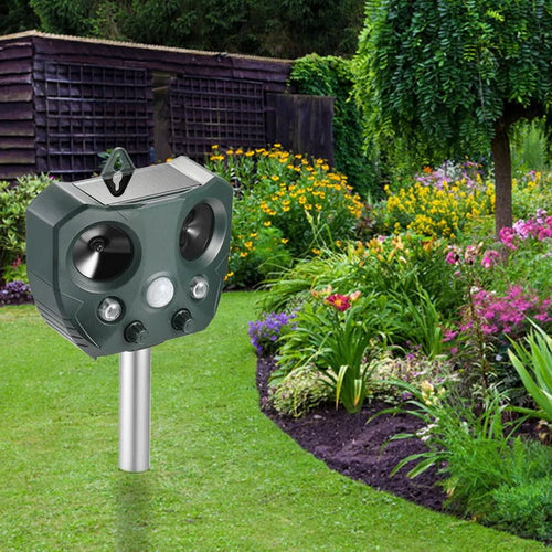Solar-Powered Ultrasonic Animal Deterrent for Gardens
