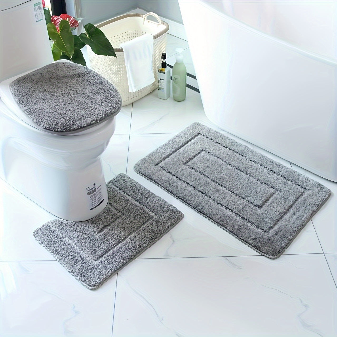 Non-Slip Bathroom Mat Set – Quick Drying and Machine Washable