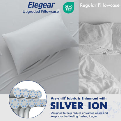 Dual-Sided Cooling Pillowcase - Lightweight, Breathable, Silver Ion - Gray