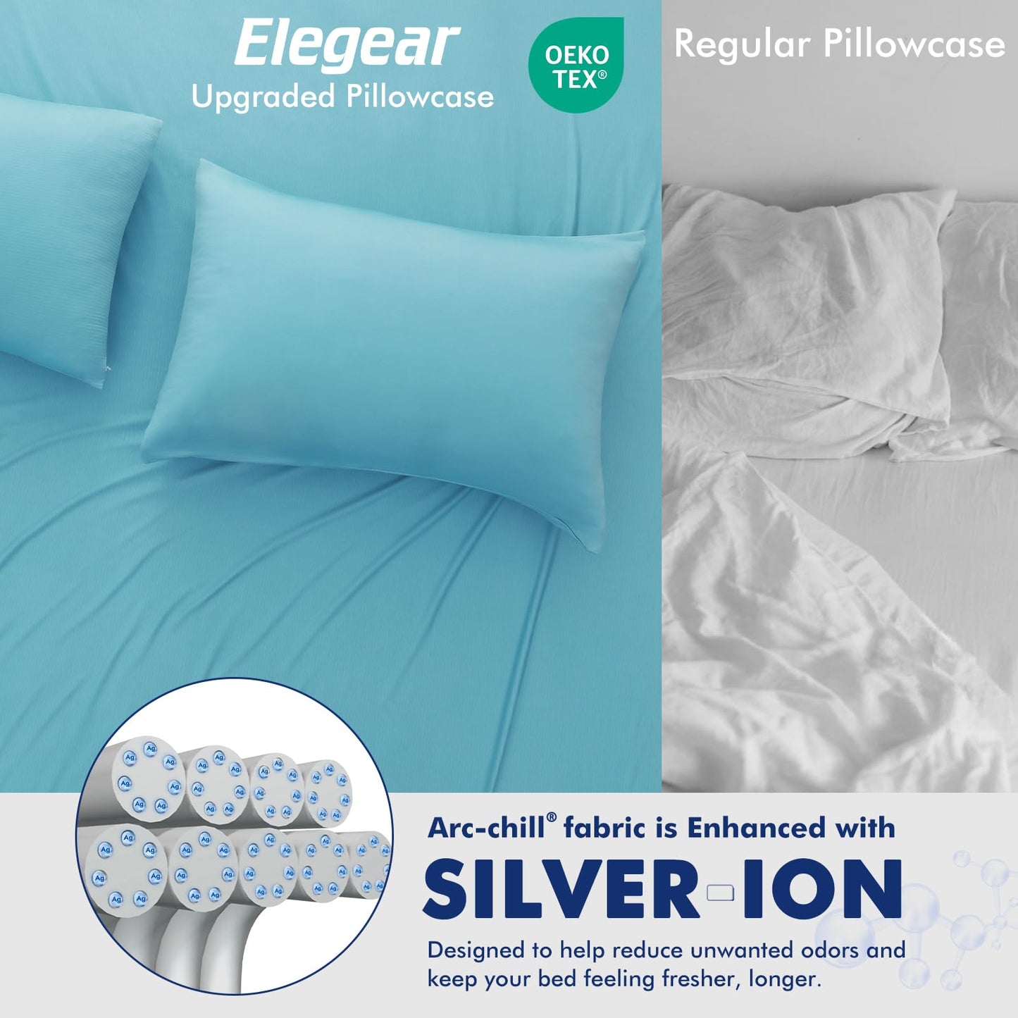 Dual-Sided Cooling Pillowcase - Breathable & Lightweight for Hot Sleepers, Blue
