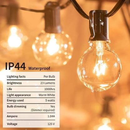 25FT Connectable Waterproof Globe String Lights with Bulbs for Indoor/Outdoor Use – Hanging Decor for Party, Porch, Balcony, and Backyard