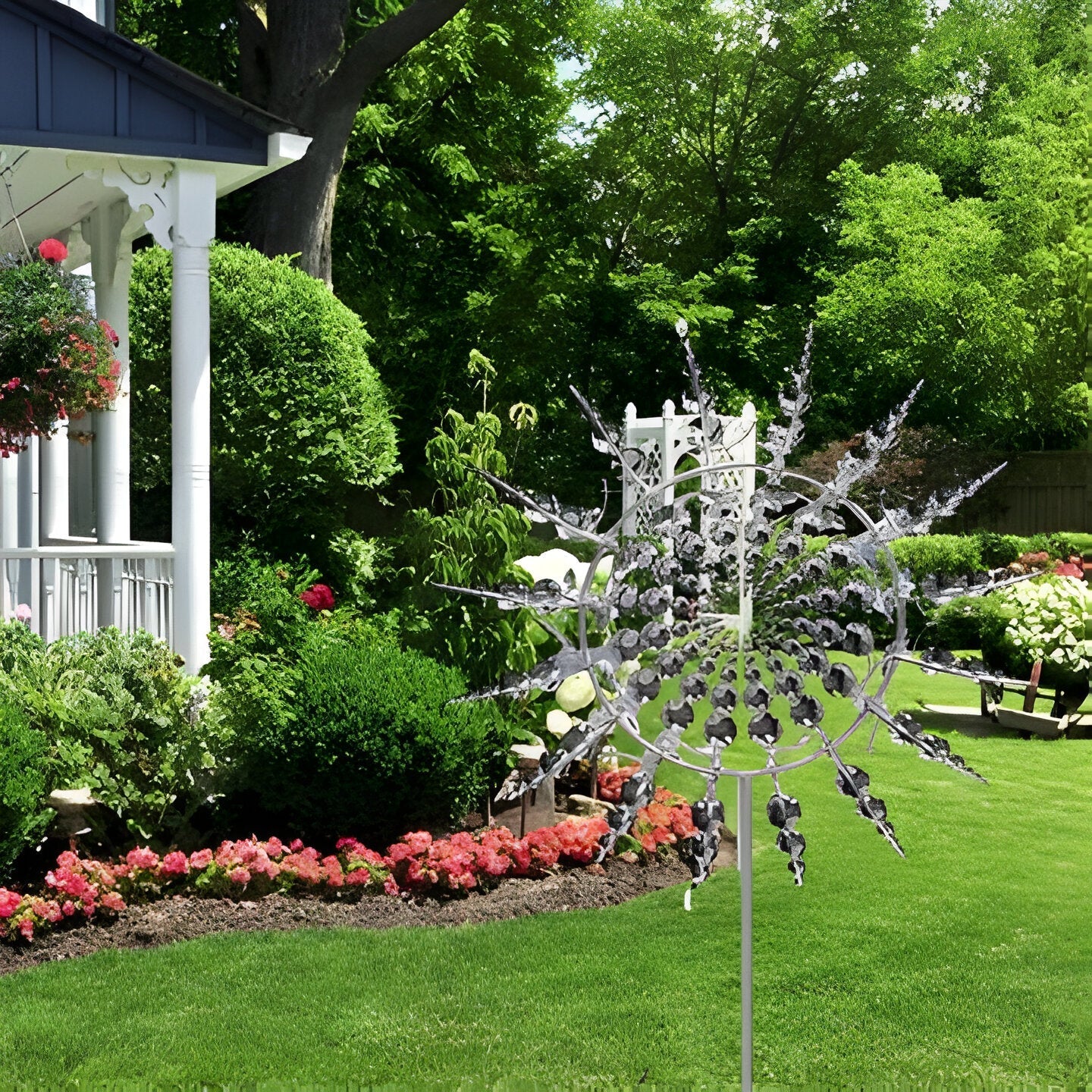 Kinetic Garden Wind Spinner Decoration with Dual Motion for Outdoors