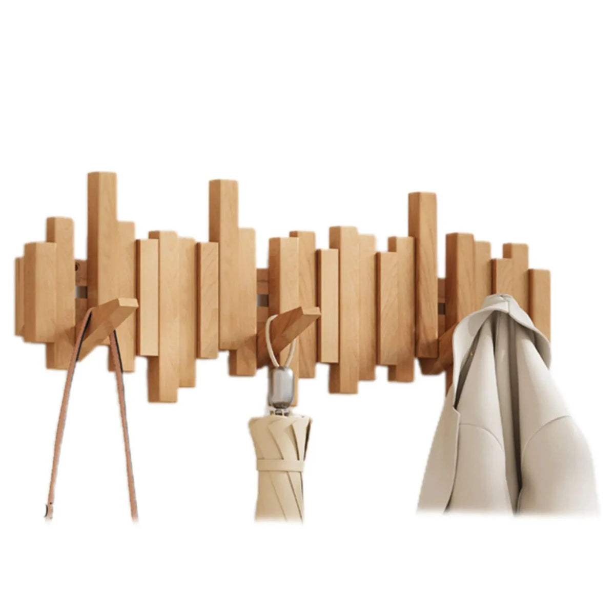 Wooden Coat Rack in Piano Key Design – Walnut or Beech Finish