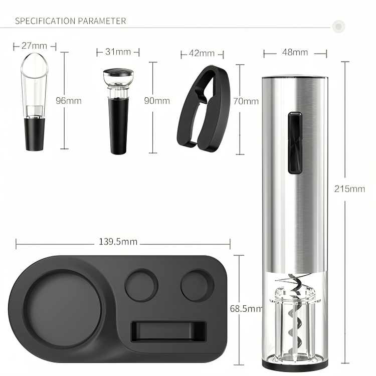 Electric Wine Opener – 5-in-1 Set with Aerator & Vacuum Stopper