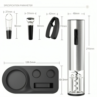 Electric Wine Opener – 5-in-1 Set with Aerator & Vacuum Stopper