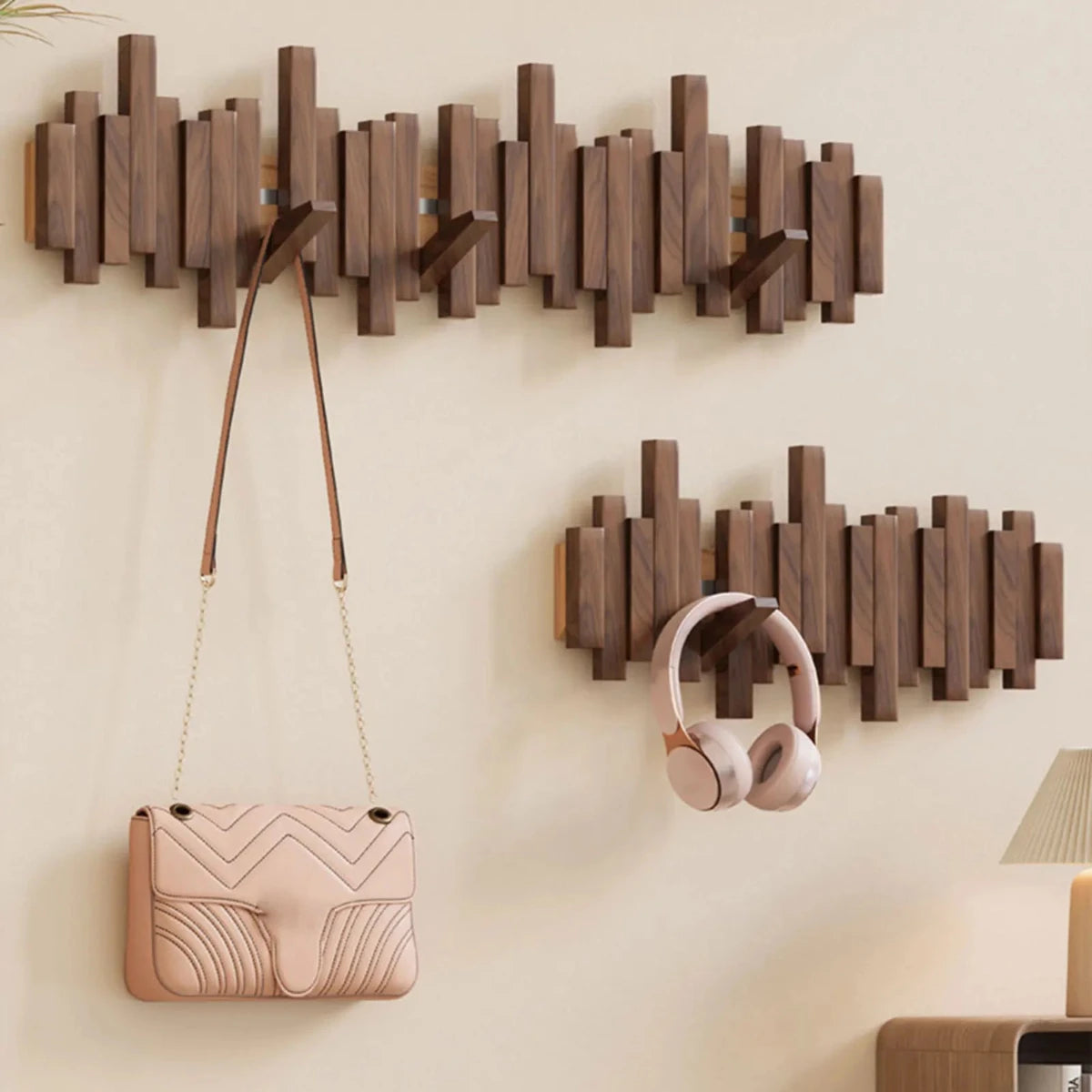 Wooden Coat Rack in Piano Key Design – Walnut or Beech Finish