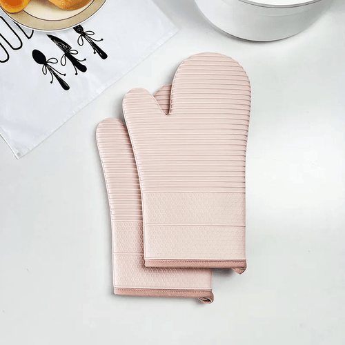 Heat Resistant Silicone Oven Mitts - Non-Slip, Long Cuff, 33 cm