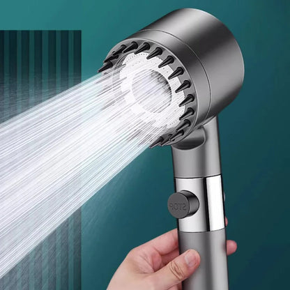 Water-Saving Shower Head with Multi-Layer Filter, Stop Button & Micro-Perforations