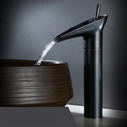 Vintage Waterfall Faucet for Bathroom Sink in Antique Design