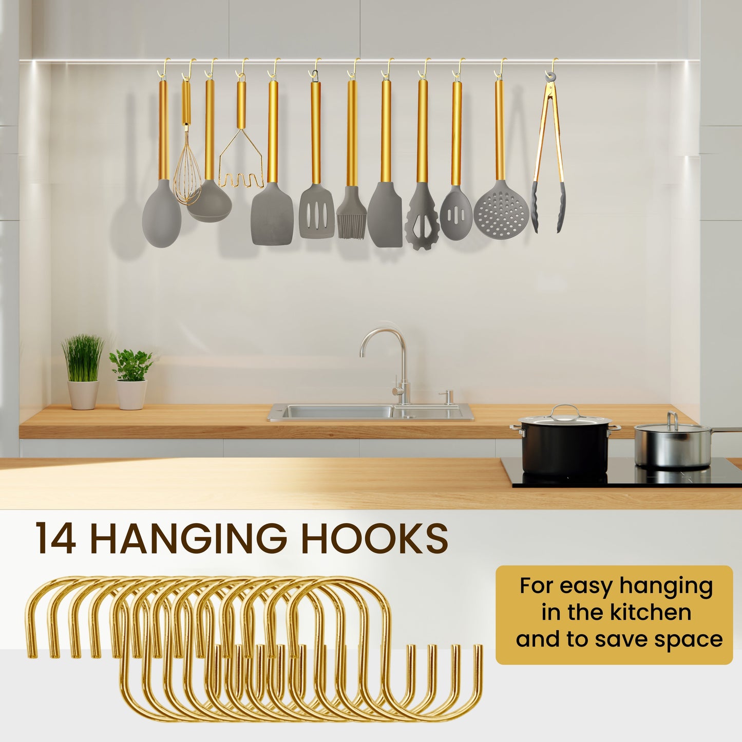 Chic and Practical Utensil Collection in Gold