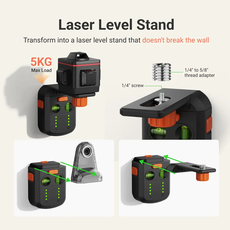 Precision Laser Leveling Tool with Dust Collector & Wall Mount