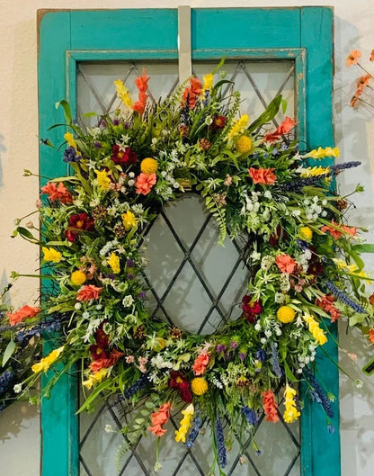 Texas Wildflower Design Floral Wreath for Front Door Decoration