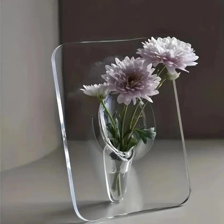 Contemporary Acrylic Flower Vase with Picture Frame Design