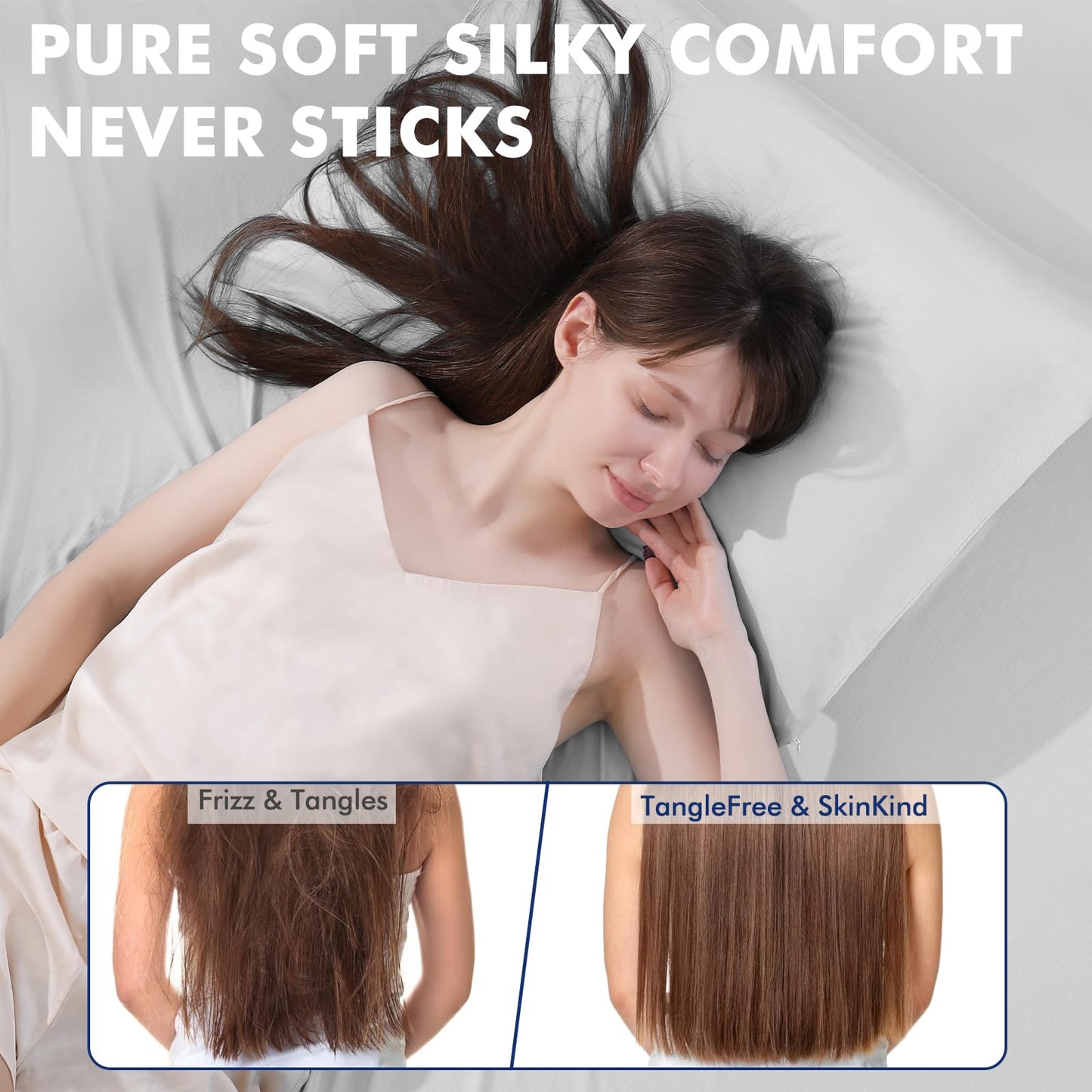 Dual-Sided Cooling Pillowcase - Lightweight, Breathable, Silver Ion - Gray