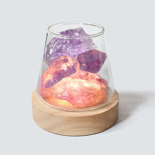 Himalayan Salt Lamp with Crystal Night Light and Essential Oil Diffuser