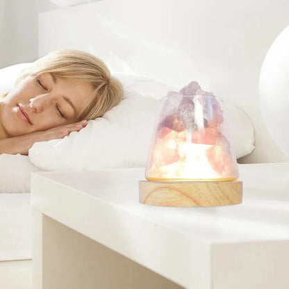 Himalayan Salt Lamp with Crystal Night Light and Essential Oil Diffuser