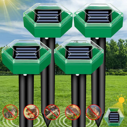 4-Pack Solar Powered Ultrasonic Pest Repellers for Garden and Lawn